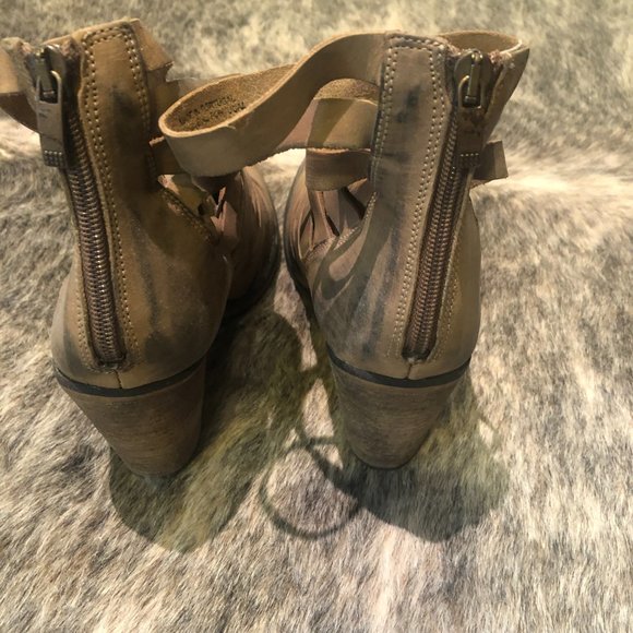 Free People Boot Bootie Terracotta Brown Hybrid Strappy Leather Distressed - Picture 8 of 10